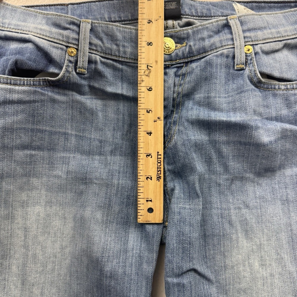 True‎ Religion Cropped Jeans Women 30 Ombre Raw Hem Relaxed Straight Blue - Picture 9 of 11